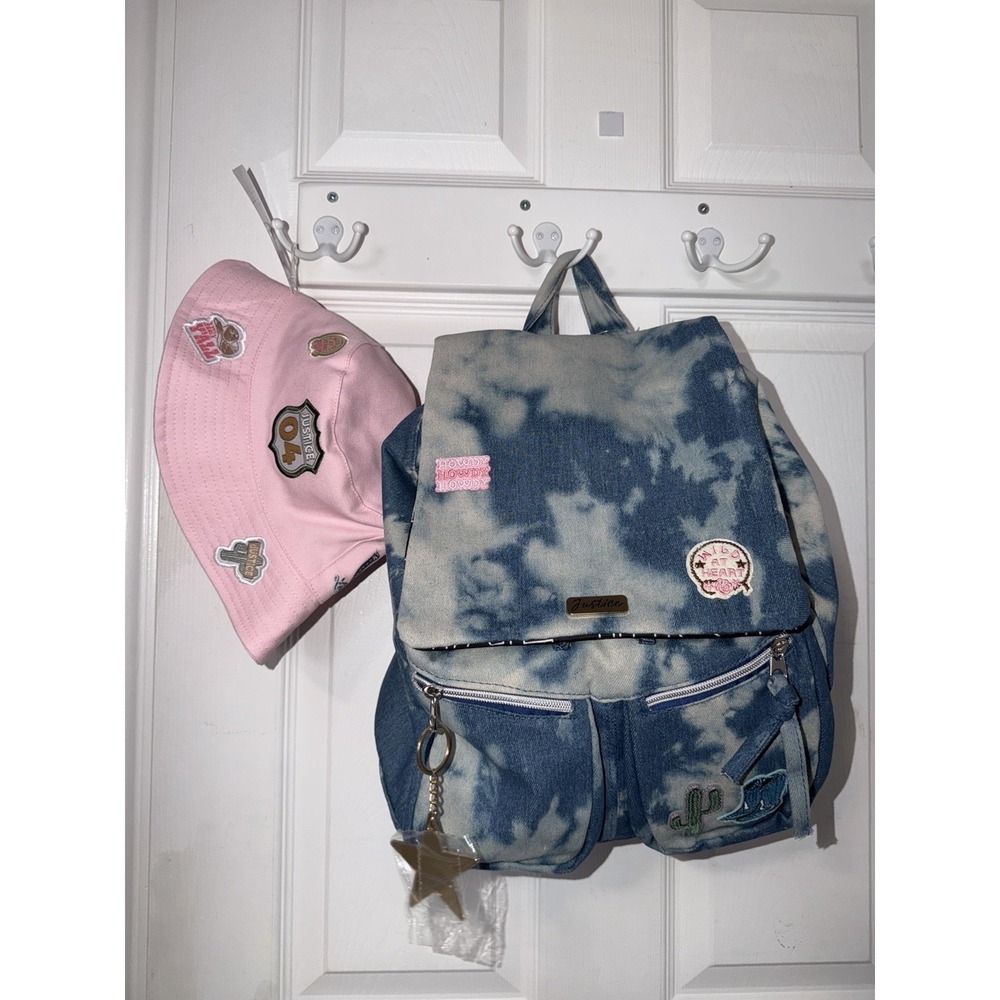 Girl denim Backpack With Bucket Hat